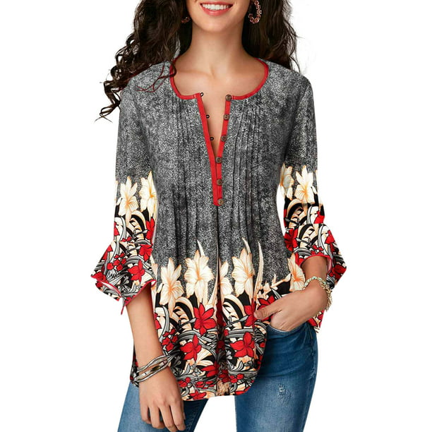 onlypuff Casual Tops for Women Floral Shirts Mama Bear Long Sleeve Tunics Comfy Soft 